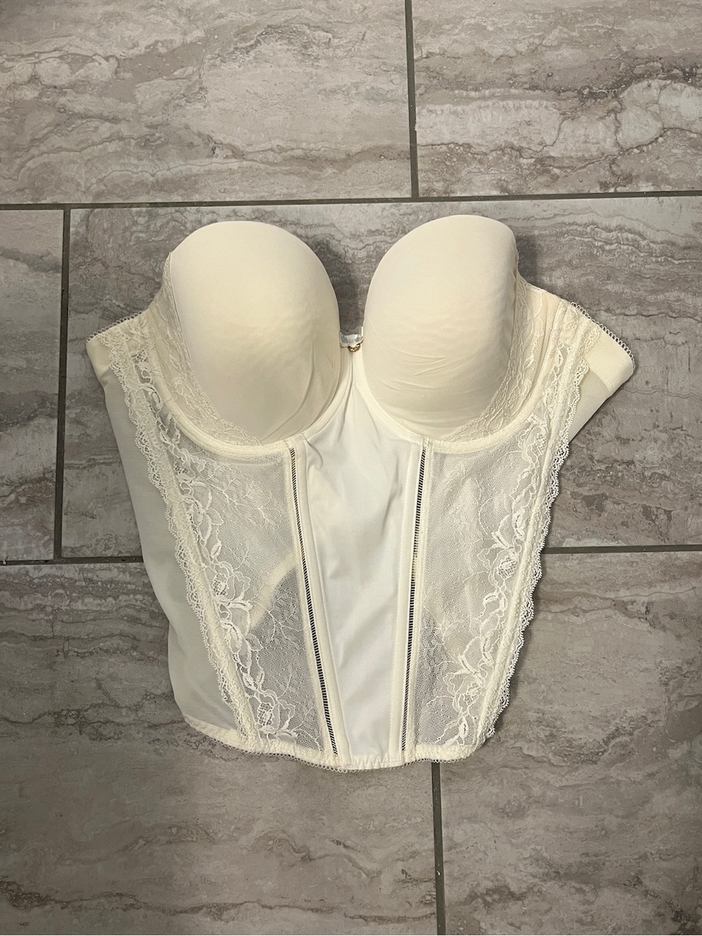 Ivory Lace Longline Bustier Corset Top